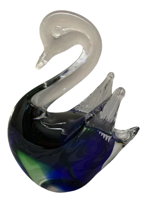 Vintage 1960s Murano Style Art Glass Swan Figurine