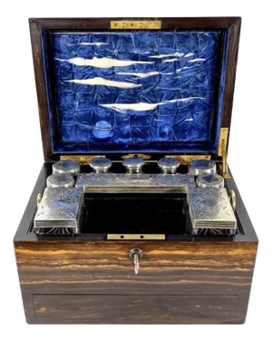 19th Century Wooden Toiletry Box from John Bagshaw & Sons, England