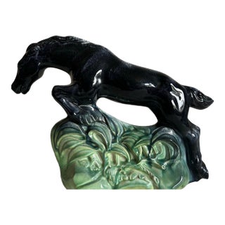 Vintage Art Deco Haeger Jumping Horse Tv Table Lamp For Sale