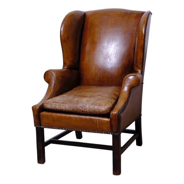 Victorian English Bergere Leather Armchair For Sale