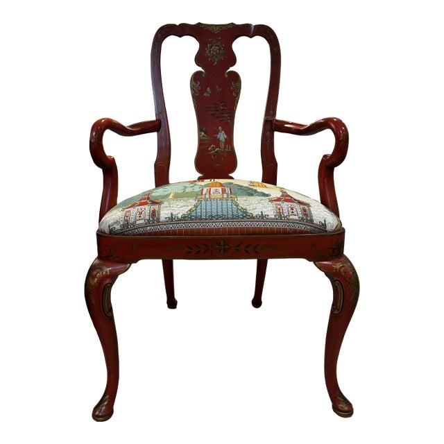 1980s Chinoiserie Kindle Painted Chair For Sale