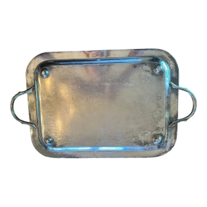 Mid 20th Century Silver Plate Footed Tray With Handles