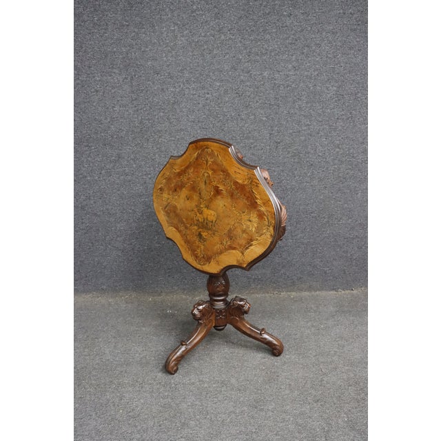 Victorian Black Forest Style Marquetry Walnut & Satinwood Occasional Table For Sale - Image 14 of 15
