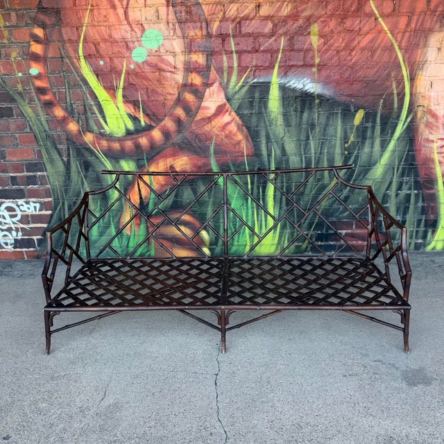 Faux Bamboo Sofa in the Style of Brown Jordan Calcutta For Sale - Image 4 of 12