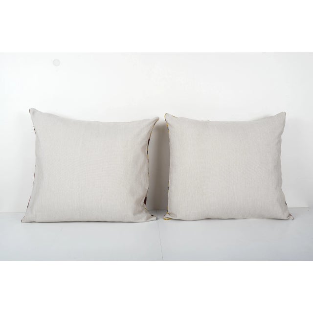 2020s Square Silk Ikat Velvet Pillow Cover - Set Colorful Zig Zag Pillow Cover- Uzbek Designer For Sale - Image 5 of 6