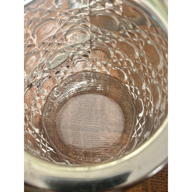 1930s Cut Crystal & Silverplate Ice Bucket With Ornate Foliate Mounts and Drainer For Sale - Image 10 of 12