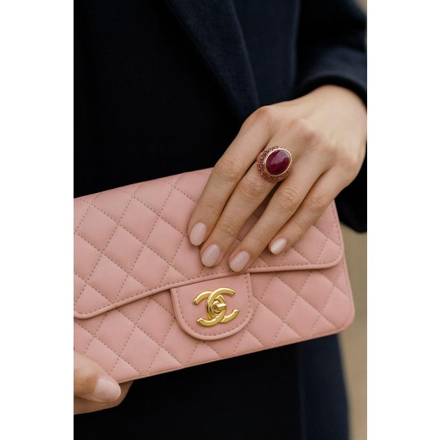 Bochic "Orient" Vintage Ruby & Orange Sapphire Cocktail Ring 18K Gold & Silver For Sale - Image 14 of 18