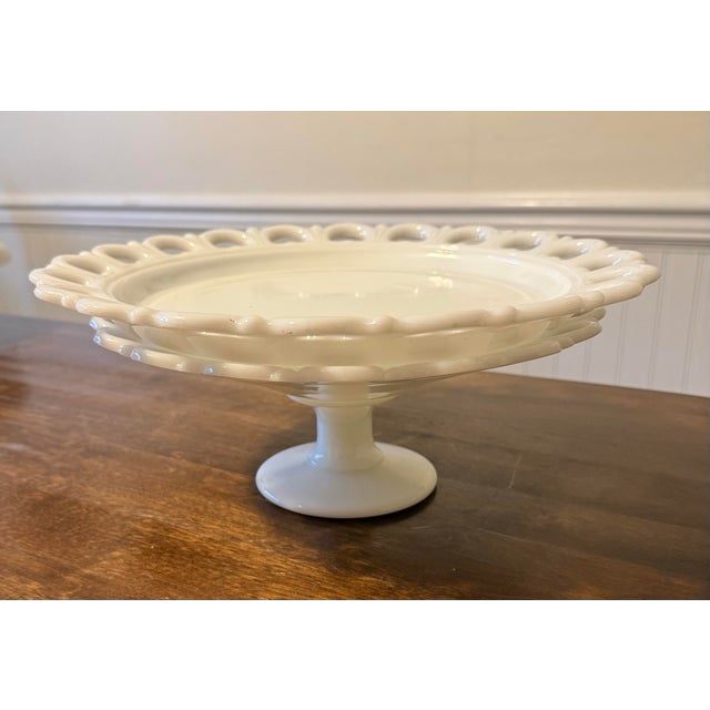 Mid 20th Century Anchor Hocking Milk Glass Lace Edge Serving Set For Sale - Image 12 of 12