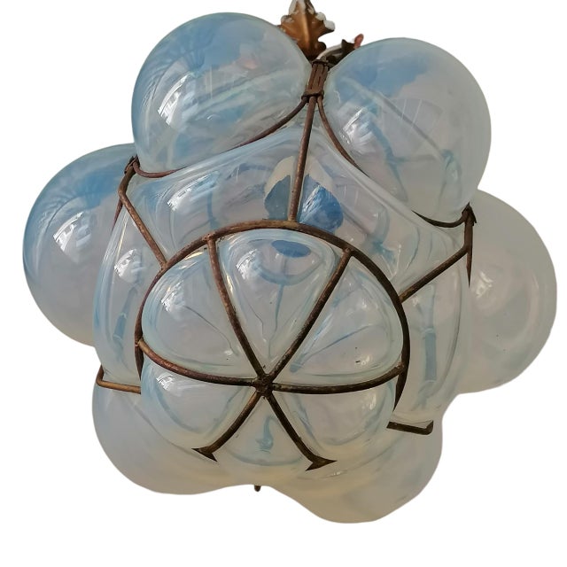 Mid-Century Modern Venetian Lantern Pendant in Blown and Caged Murano Glass, 1950s For Sale - Image 3 of 6