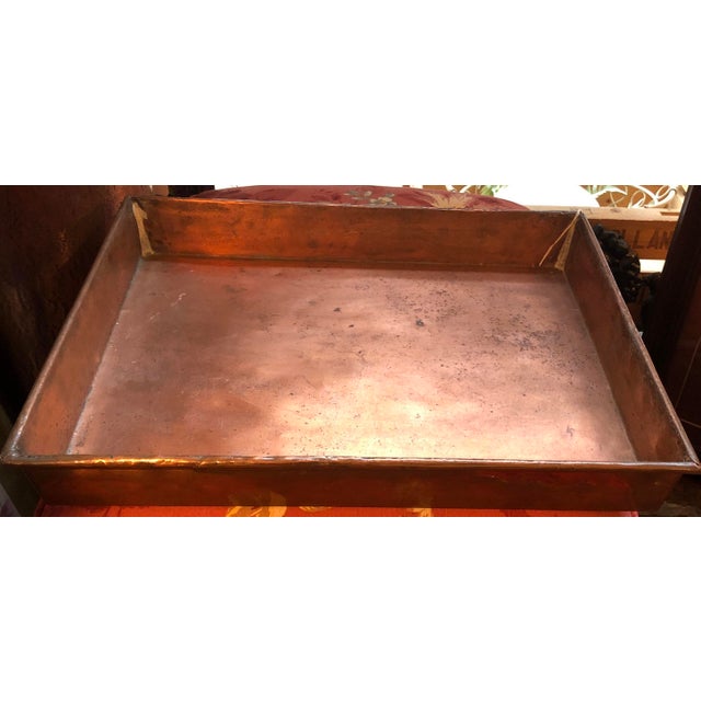 Large Vintage Hammered Copper Rectangular Tray with Patina Chairish