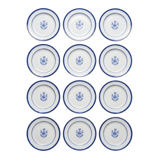 Set of 12 Vintage English Copeland Spode "Newburyport" Cobalt Blue & Gold 8-Inch Salad Dessert Plates For Sale