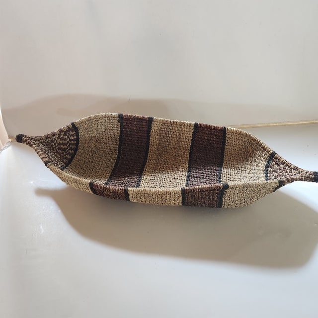 AMBIANIC presents Handwoven Breadbasket Fruit Bowl Ethiopian Gambela 21d x 3t x 8w Original vintage condition unrestored...