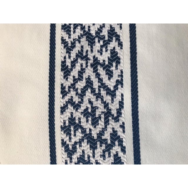 Contemporary Crisp Blue & White Embroidered Pillows- Set of 2 For Sale - Image 3 of 4