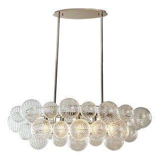 Aloadecor Glam 5-Light 43'' Modern Dining Room Chandelier With Hand-Blown Textured Clear Glass Globes and Chrome Finish For Sale