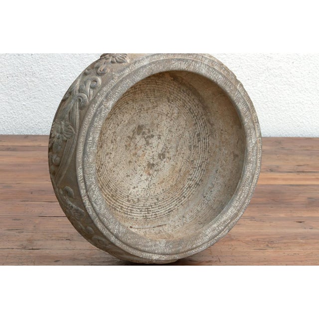 Finely Carved Stone Lotus Urn For Sale - Image 4 of 6