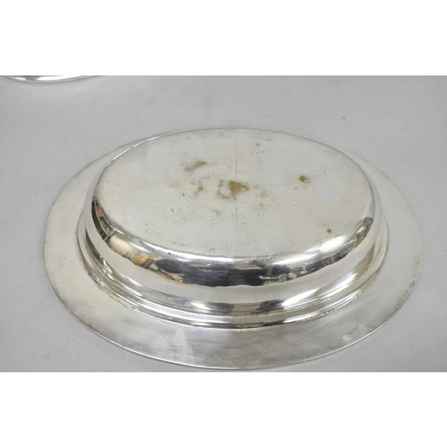 Vintage Hollywood Regency Silver Plated Faux Bamboo Oval Vegetable Serving Dish For Sale - Image 12 of 13