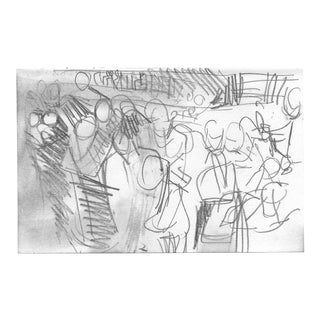 1960s New York City Crowd Drawing For Sale