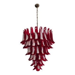 Red Murano Glass Chandelier, 1983 For Sale