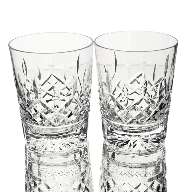 Waterford Late 20th Century Waterford Crystal Lismore Double Old Fashioned Glasses Set of 2 For Sale - Image 4 of 15