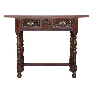 Catalan Carved Walnut Console Table with Drawers, Spain, Early 20th Century For Sale