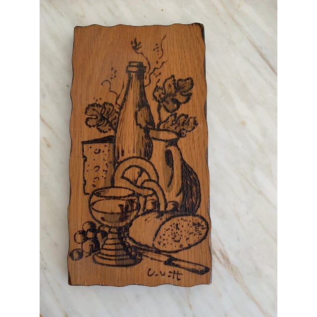 1970s German Burnt Wood Wine Wall Plaque For Sale In San Diego - Image 6 of 6