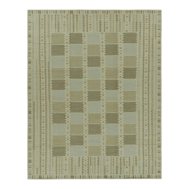 Rug & Kilim’s Scandinavian Style Custom Rug in Green With Geometric Patterns For Sale