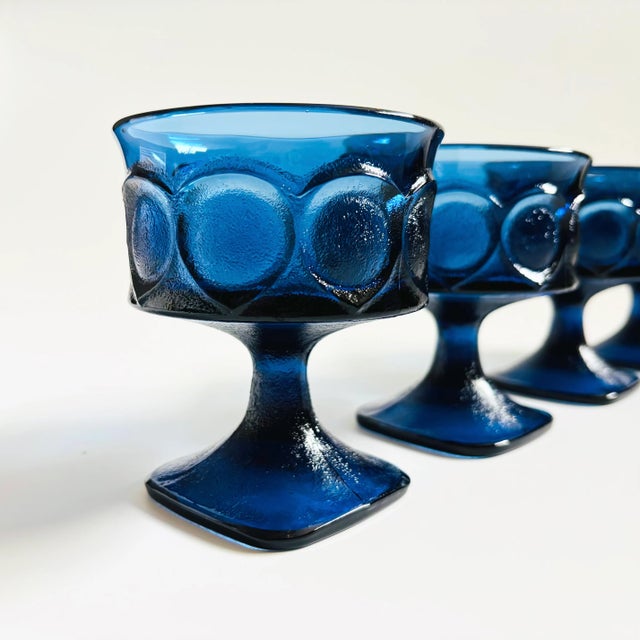 Noritake Noritake Spotlight Blue Coupe Glasses - Set of 4 For Sale - Image 4 of 7