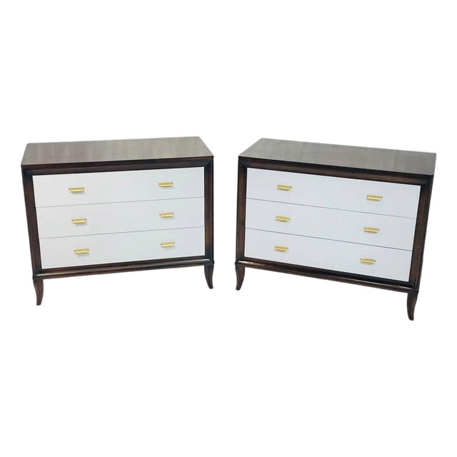 Pair of 3 Drawer Bachelor Chests With Brass Hardware by Century Furniture For Sale