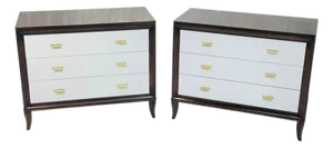 Pair of 3 Drawer Bachelor Chests With Brass Hardware by Century Furniture