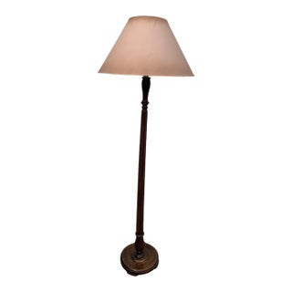 Vintage English Fluted Mahogany Floor Lamp With Shade For Sale
