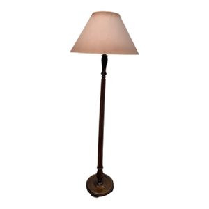 Vintage English Fluted Mahogany Floor Lamp With Shade