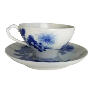 Early 19th Century Blue and White Porcelain Teacup and Saucer
