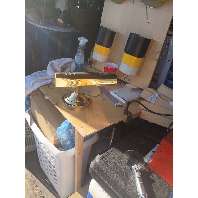 This is early 1970s banker/piano lamp it's made of brass and has several adjustment points that can lock into place the...