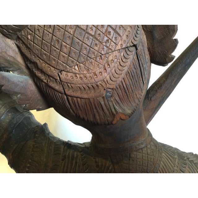 Early 20th Century Hand Carved Hard Wood Balinese Warrior For Sale In Philadelphia - Image 6 of 13
