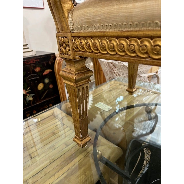 20th Century Italian Wood Carved Gold Gilt Oval Armchairs, a Pair For Sale - Image 9 of 12