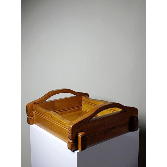 Rustic Handcrafted Rustic Wood Tray with Handles, 1970s For Sale - Image 3 of 16
