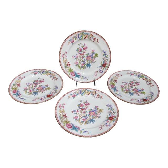 Royal Doulton Ito Smooth E2929 Exotic Song Bird 10 1/4" Dinner Plate Set of 4 For Sale