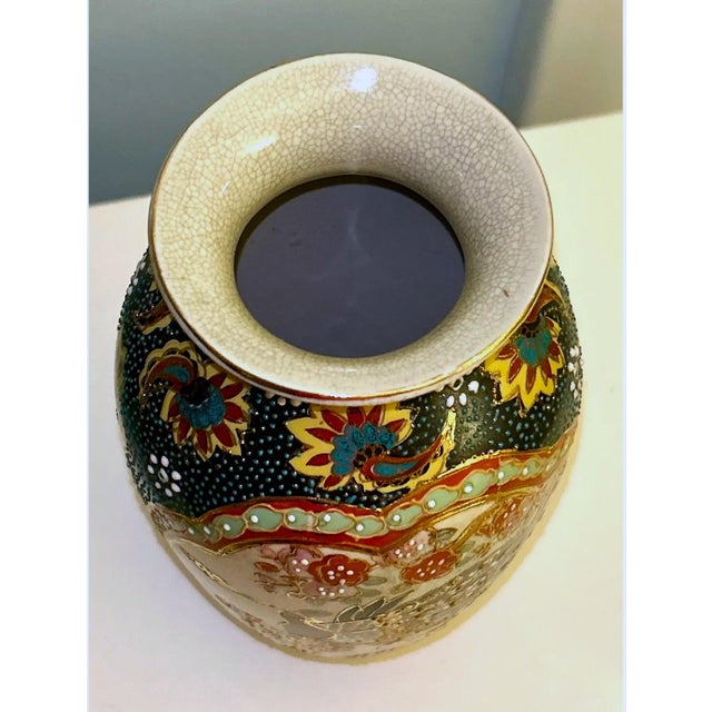1970s Vintage Asian Moriage Style Vase For Sale - Image 5 of 6