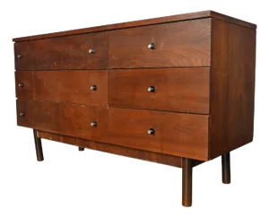 Mid Century Low Six Drawer in Walnut by Stanley