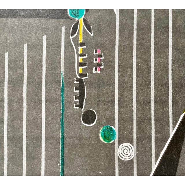 Myriam Bat-Yosef Surrealist abstract lithograph print in colorful abstract shapes and shades Hand signed and dated 1971....