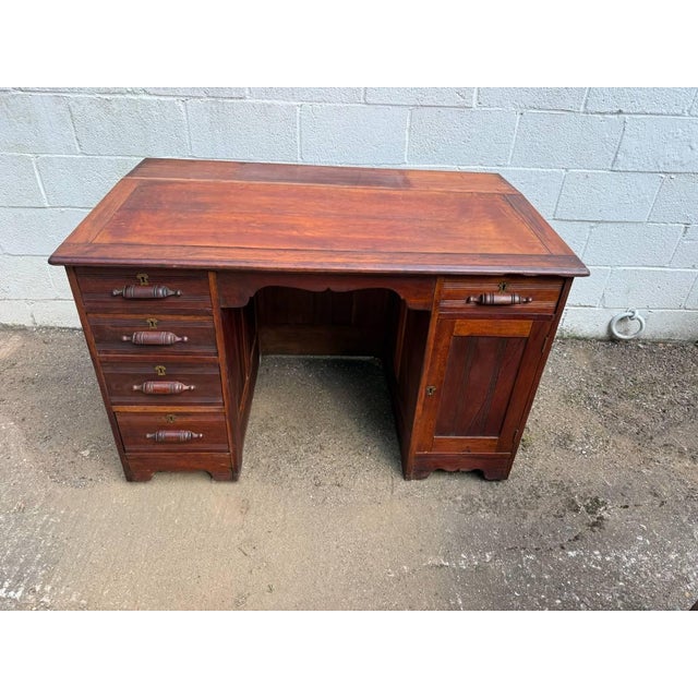 Antique Victorian Art. & Craft Style Writing Table Executive Desk With Hutch For Sale - Image 15 of 18