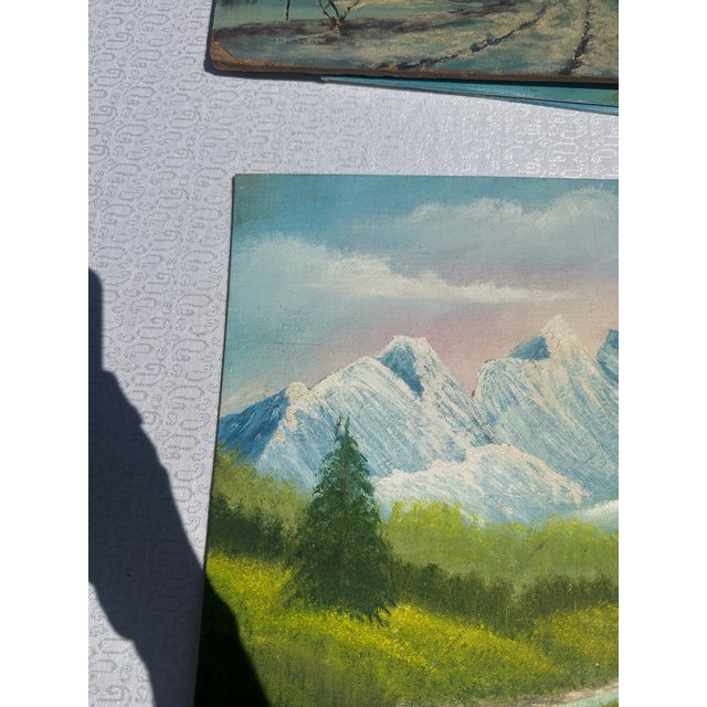 Mid-Century Modern 1990s Mountains and Creek Landscape Painting on Canvas, Signed by Artist For Sale - Image 3 of 9