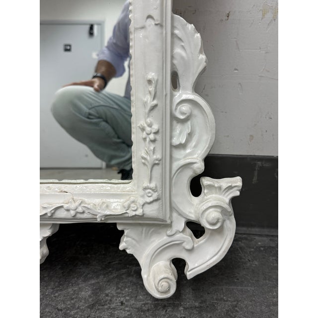 Wood Hollywood Regency Wall Mirror, Circa 1970 For Sale - Image 7 of 14