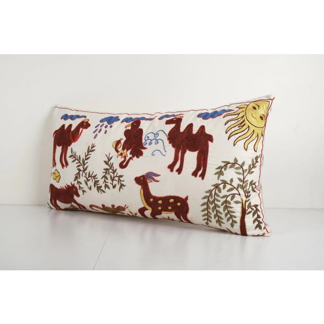 Mid-Century Modern Tashkent Suzani Animal Bedding Pillow Case For Sale - Image 3 of 5
