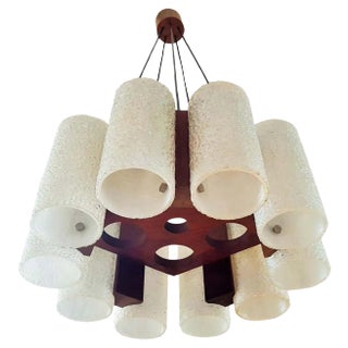 Danish Teak & Resin Chandelier, 1960s For Sale