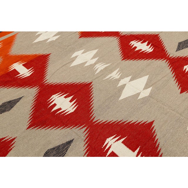 Modern Handmade Navajo Style Wool Area Rug – Contemporary Southwest Geometric For Sale - Image 4 of 12