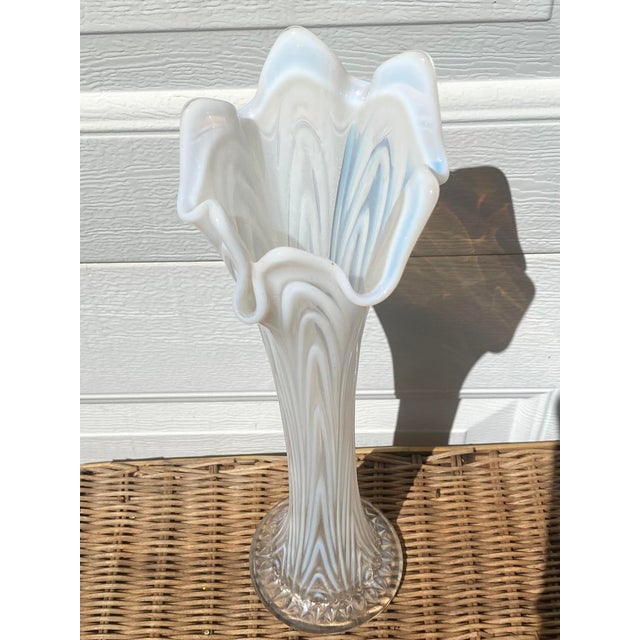 Striped Milk Glass Swung Glass Vase Chairish