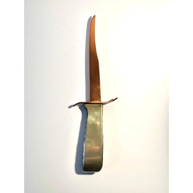 Contemporary Copper and Brass Letter Opener with Hammered Side Handle For Sale - Image 3 of 10