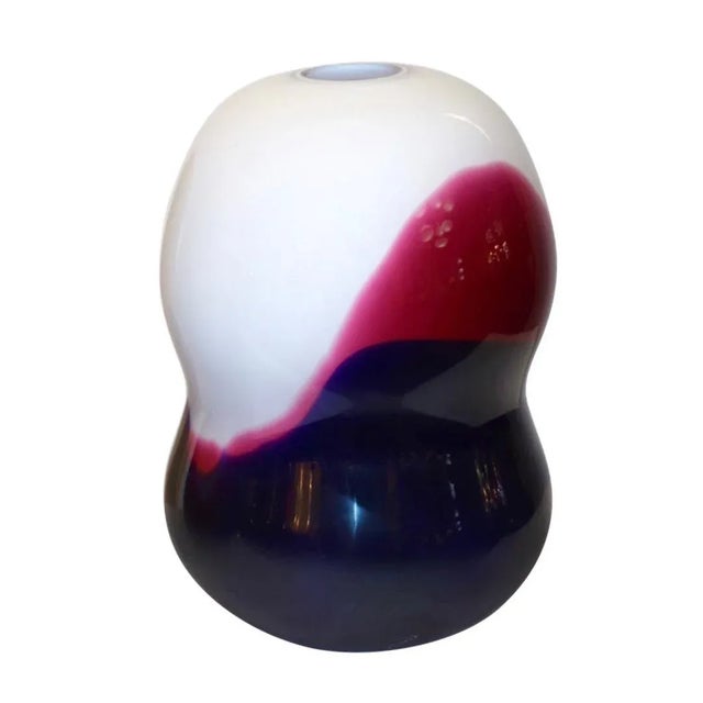Formia 1980 Italian Vintage Purple Blue White Murano Glass Organic Design Vase For Sale - Image 9 of 9