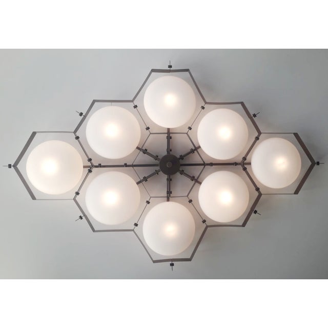 Fabio Ltd 21st Century Beehive Bronze Matte Murano Flush Mount by Fabio LTD For Sale - Image 4 of 7